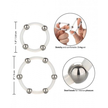 Steel Beaded Silicone Ring Set