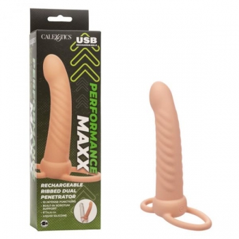 Performance Maxx Ribbed Dual Penetrator - Ivory