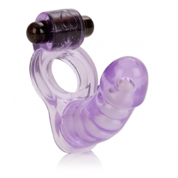 Double Diver Vibrating Enhancer with Flexible Penetrator in Purple