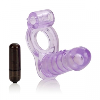 Double Diver Vibrating Enhancer with Flexible Penetrator in Purple