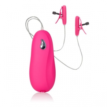 Nipple Play Vibrating Heated Nipple Clamps in Pink