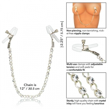 Nipple Play Crystal Chain Nipple Clamps - Elevated Sensation