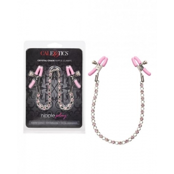 Nipple Play Crystal Chain Nipple Clamps Pink