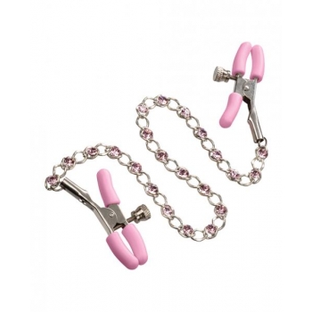 Nipple Play Crystal Chain Nipple Clamps Pink