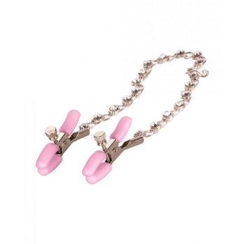 Nipple Play Crystal Chain Nipple Clamps Pink