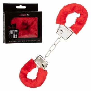 Enhanced Sensual Play with Plush Furry Cuffs - Red