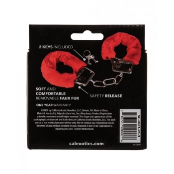 Enhanced Sensual Play with Plush Furry Cuffs - Red