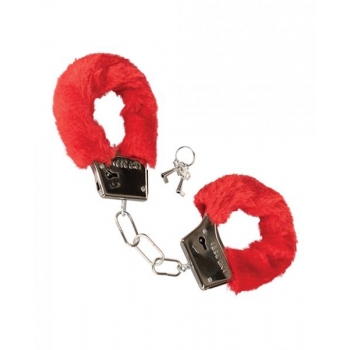 Enhanced Sensual Play with Plush Furry Cuffs - Red