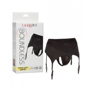 Boundless Thong with Garter L/XL Harness Black