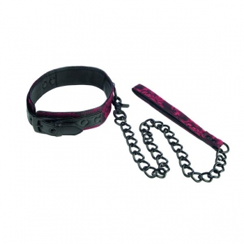 Scandal Adjustable Collar with Leash - Red/Black