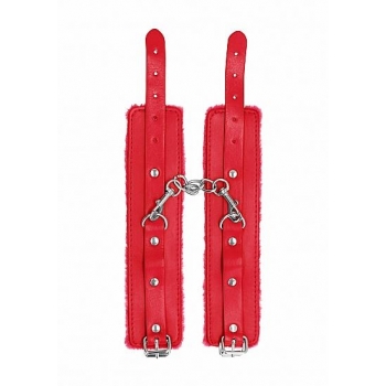 Ouch! Plush Leather Handcuffs in Red