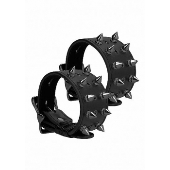 Ouch! Skulls & Bones Spiked Handcuffs - Black