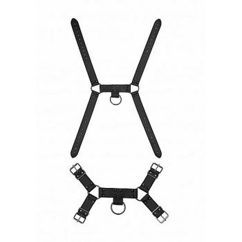 Ouch! Skulls & Bones Male Harness with Spikes - Black