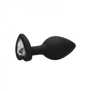 Diamond Heart Butt Plug Black Large