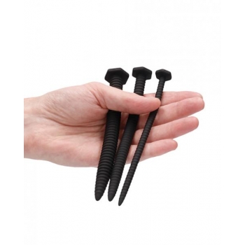 Ouch Silicone Screw Plug Set - Urethral Sounding - Black