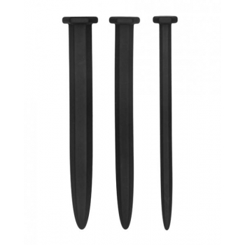 Silicone Rugged Nail Plug Set - Urethral Sounding - Black