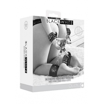 Black & White Hogtie W/ Hand & Ankle Cuffs Bonded Leather