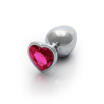 Heart Gem Butt Plug Large Silver Rubellite Pink