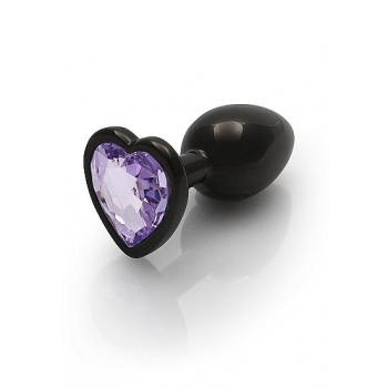 Heart Gem Butt Plug Small - Gunmetal Amethyst