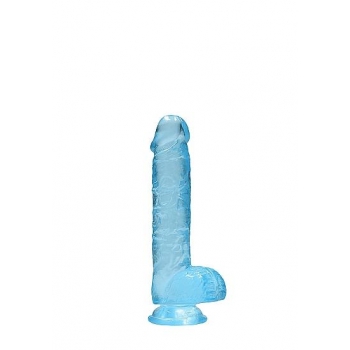 Realrock 6in Realistic Dildo W/ Balls Clear Blue