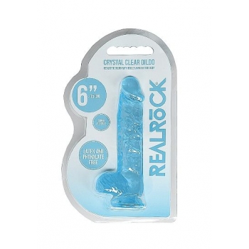 Realrock 6in Realistic Dildo W/ Balls Clear Blue