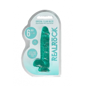 Realrock 6-inch Realistic Dildo with Balls - Turquoise