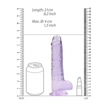 Real Cock 8in Realistic Dildo W/ Balls Purple