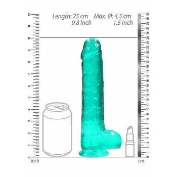 Realrock 9in Realistic Dildo W/ Balls Turquoise