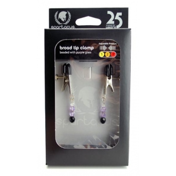 Adjustable Broad Tip Nipple Clamps W/Purple Beads