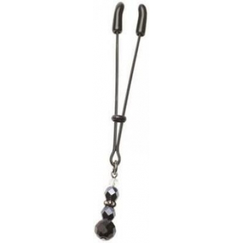 Adjustable Beaded Clit Clamp with Tweezer Tip - Black