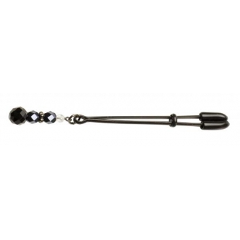 Adjustable Beaded Clit Clamp with Tweezer Tip - Black