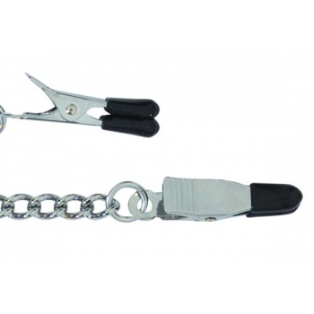 Endurance Tapered Tip Nipple Clamps With Link Chain Silver