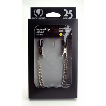 Endurance Tapered Tip Nipple Clamps With Link Chain Silver