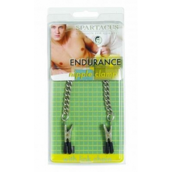 Endurance Broad Tip Nipple Clamps with Link Chain - Silver