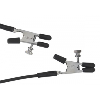 Blackline Adjustable Alligator Nipple Clamps With Rubber Tether