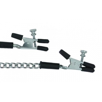 Adjustable Alligator Nipple Clamps With Link Chain Silver