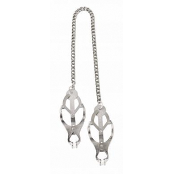 Endurance Butterfly Nipple Clamps with Jewel Chain - Silver