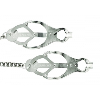 Endurance Butterfly Nipple Clamps with Jewel Chain - Silver