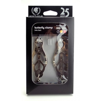 Endurance Butterfly Nipple Clamps with Jewel Chain - Silver