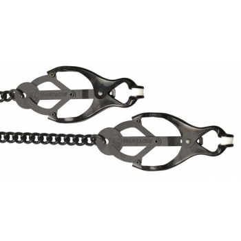 Black Butterfly Nipple Clamps with Chain - Elegant Sensation