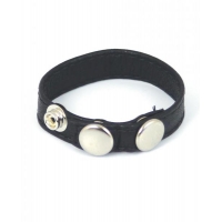 Plain Joe Sewn Leather Cock Ring with Snaps - Black