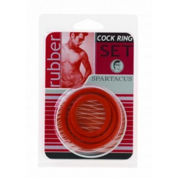 Red Rubber Cock Ring Set