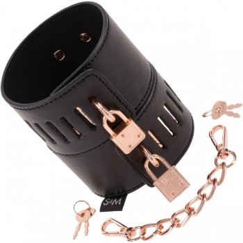 Sex & Mischief Brat Locking Cuffs - Rose Gold & Black