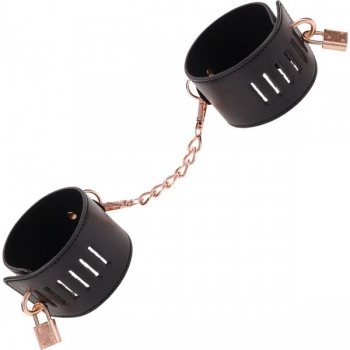 Sex & Mischief Brat Locking Cuffs - Rose Gold & Black