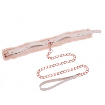 Peaches N Creame Fur Collar & Leash