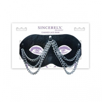 Sincerely Chained Lace Mask Black O/S