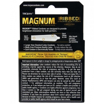 Trojan Magnum Ribbed Latex Condoms 3 Pack