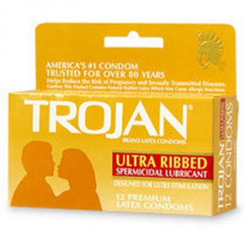 Trojan Stimulations Ultra Ribbed 12 Pack