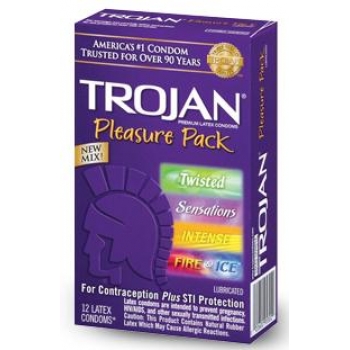 Trojan Pleasure Pack 12 Assorted Latex Condoms