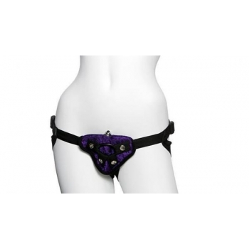 Velvet Vibrating Harness Purple